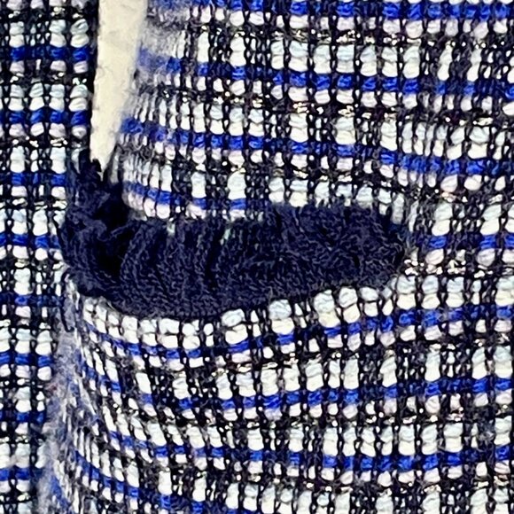 J.Crew XXS Tweed Fringe Lady Jacket – Chic Bouclé Blazer - Black Blue Silver - Picture 9 of 14
